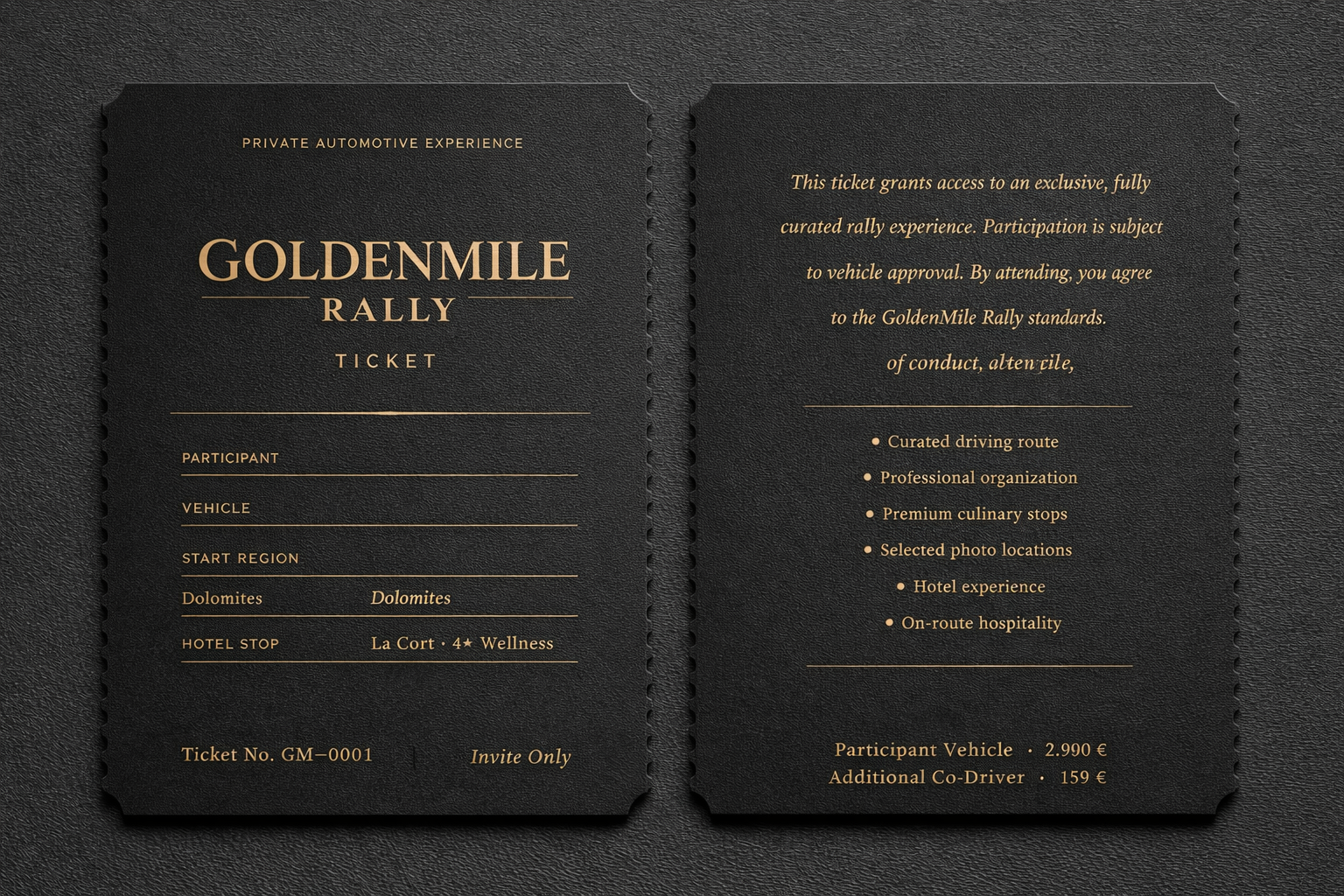 GoldenMile Rally - participant ticket